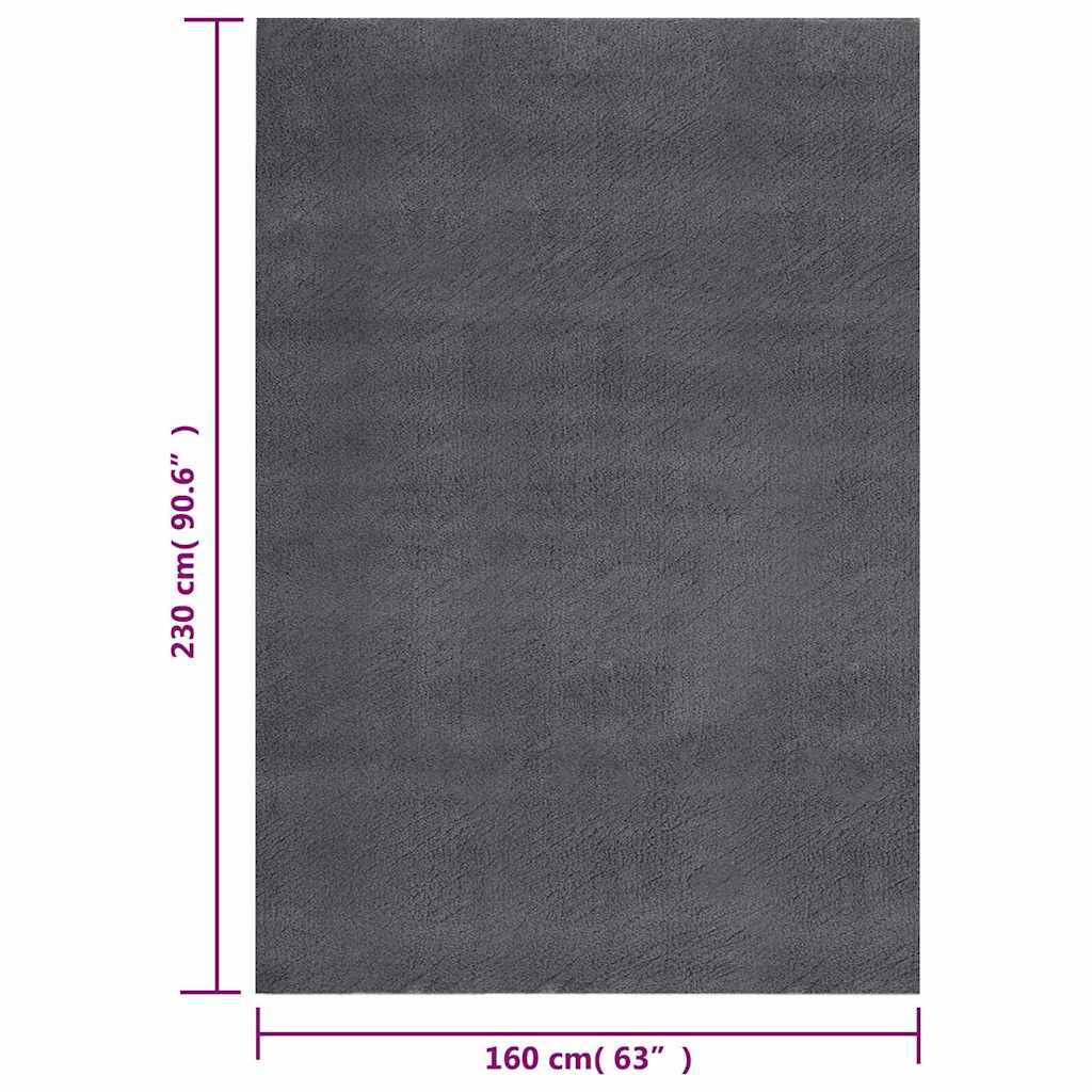 Washable Rug Fluffy Short Pile 160x230 cm Anti Slip Anthracite