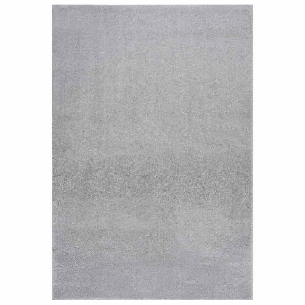 Washable Rug Soft Fluffy Short Pile 160x230 cm Anti Slip Grey
