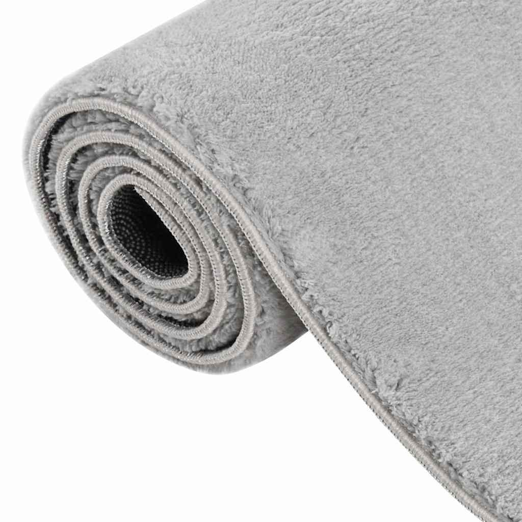 Washable Rug Soft Fluffy Short Pile 160x230 cm Anti Slip Grey