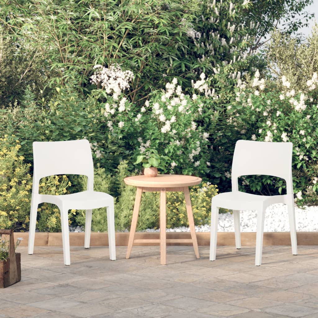 Garden Chair | Set of 2 | White | Polypropylene | Standard | Stackable