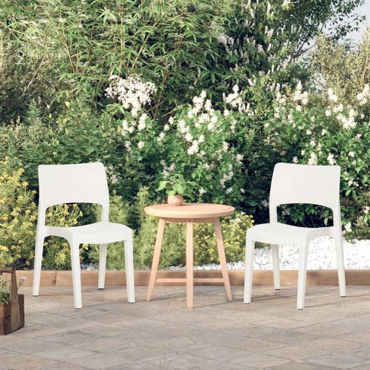 Garden Chair | Set of 2 | White | Polypropylene | Standard | Stackable