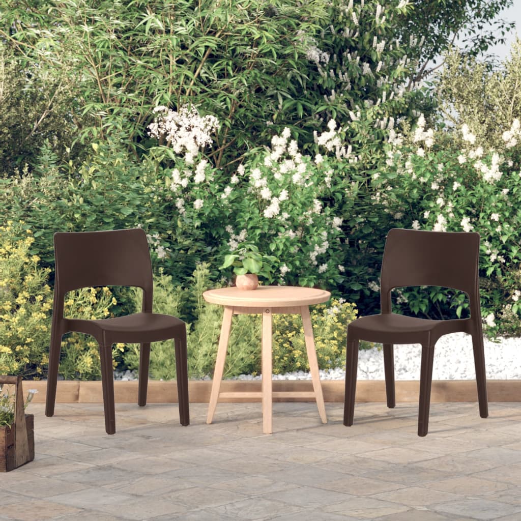 Garden Chair | Set of 2 | Mocha | Polypropylene | Standard | Stackable