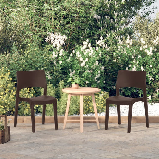 Garden Chair | Set of 2 | Mocha | Polypropylene | Standard | Stackable