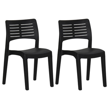 Garden Chair | Set of 2 | Anthracite | Polypropylene | Medium | Stackable