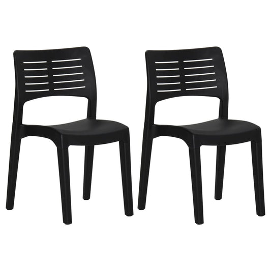 Garden Chair | Set of 2 | Anthracite | Polypropylene | Medium | Stackable