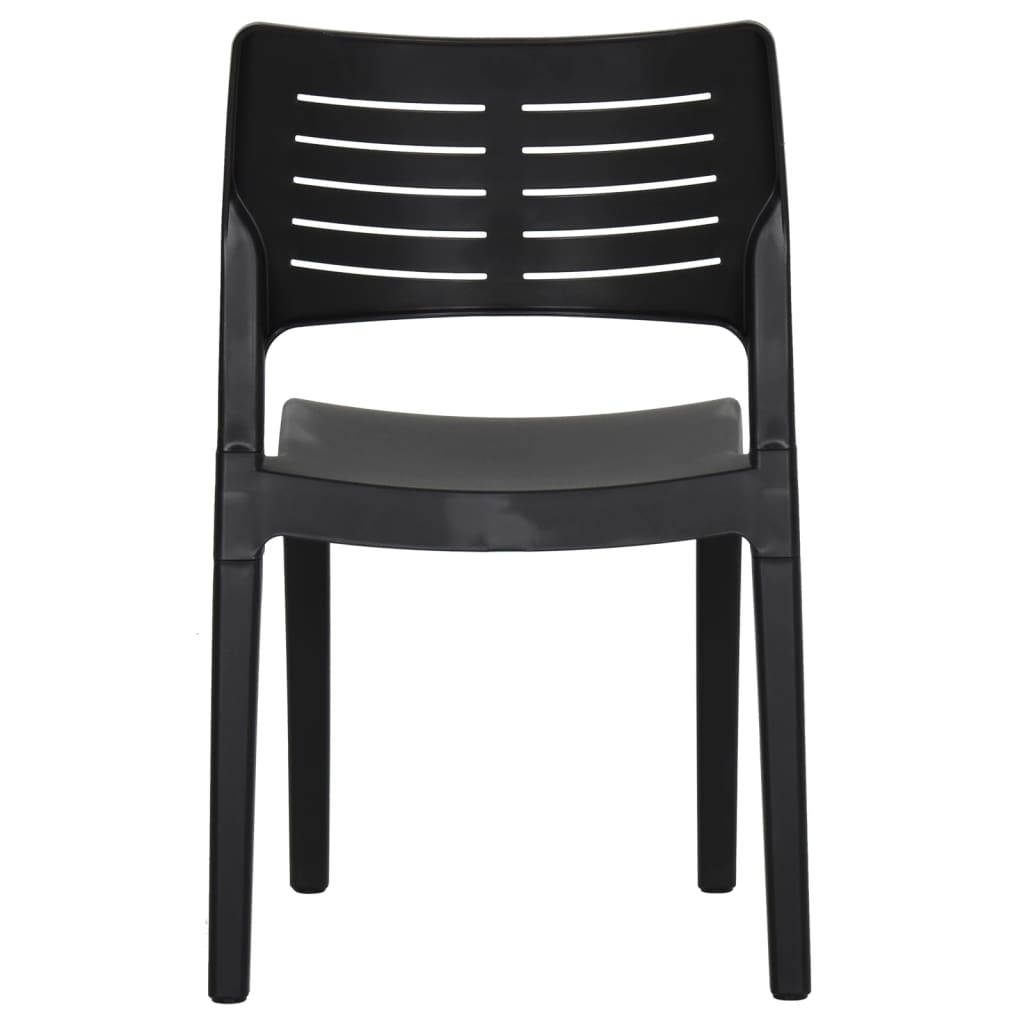 Garden Chair | Set of 2 | Anthracite | Polypropylene | Medium | Stackable