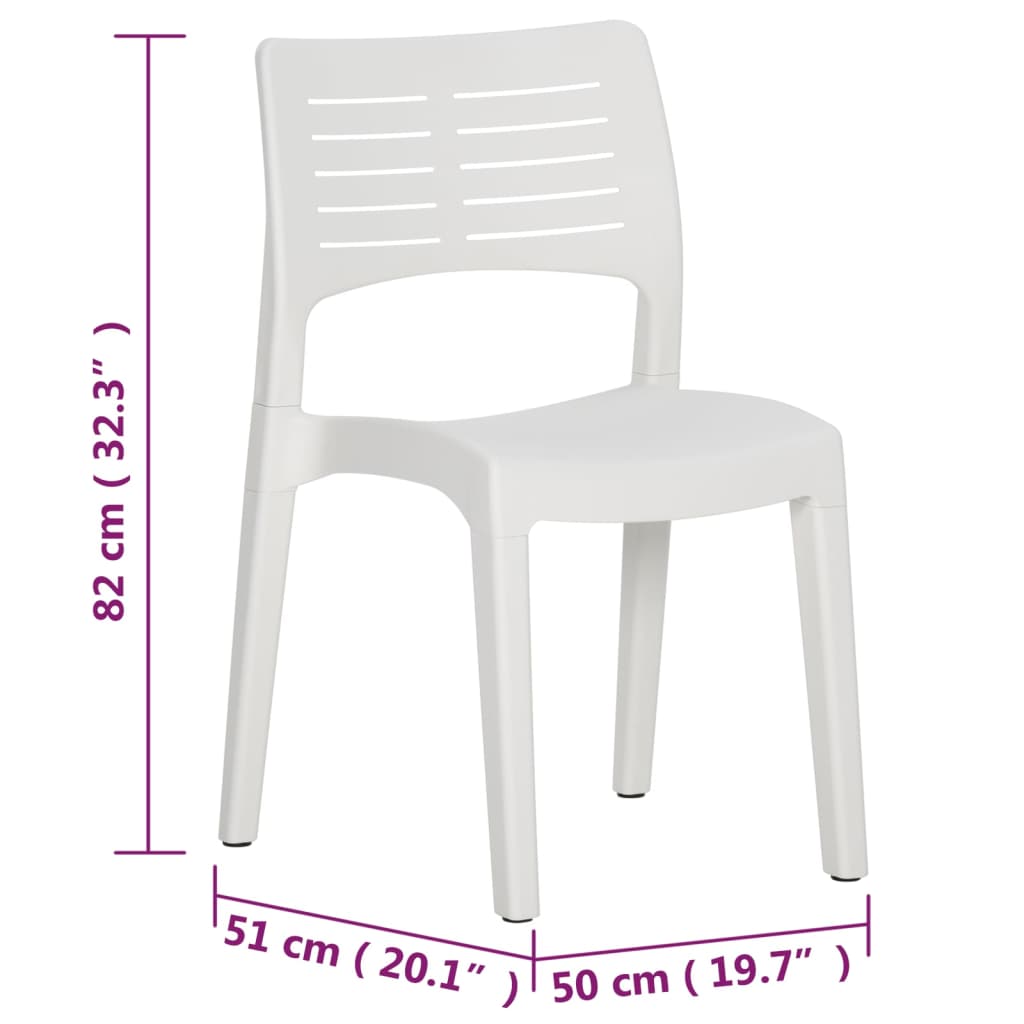 Garden Chair | Set of 2 | White | Polypropylene | Standard | Stackable