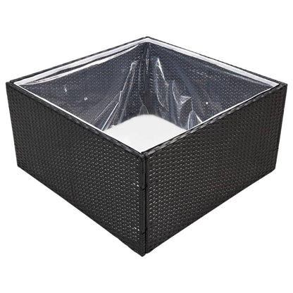 Garden Planter Black 80x80x40 cm Poly Rattan