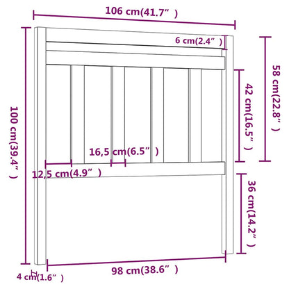 Bed Headboard 106x4x100 cm Solid Wood Pine