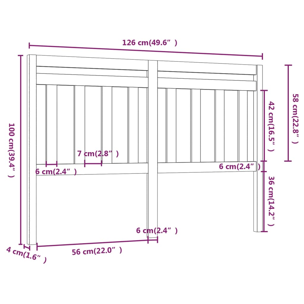Bed Headboard Honey Brown 126x4x100 cm Solid Wood Pine