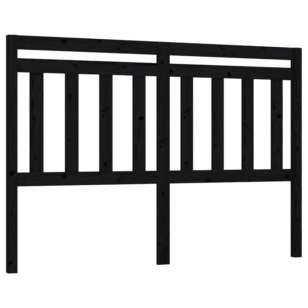 Bed Headboard Black 126x4x100 cm Solid Wood Pine