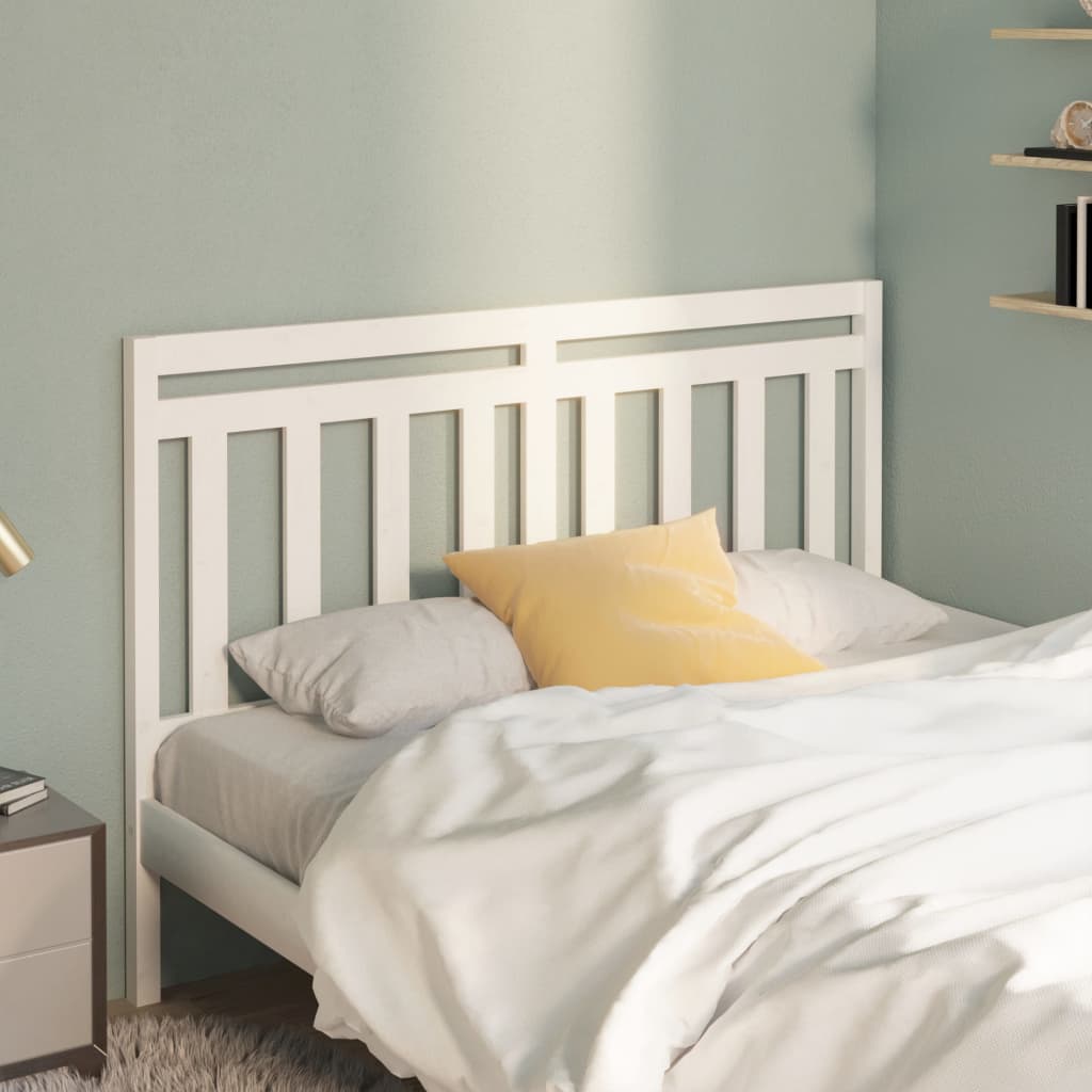 Bed Headboard White 146x4x100 cm Solid Wood Pine