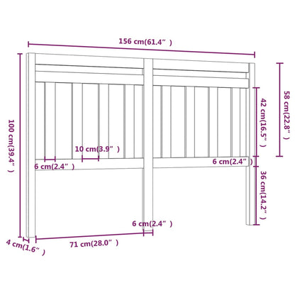 Bed Headboard White 156x4x100 cm Solid Wood Pine