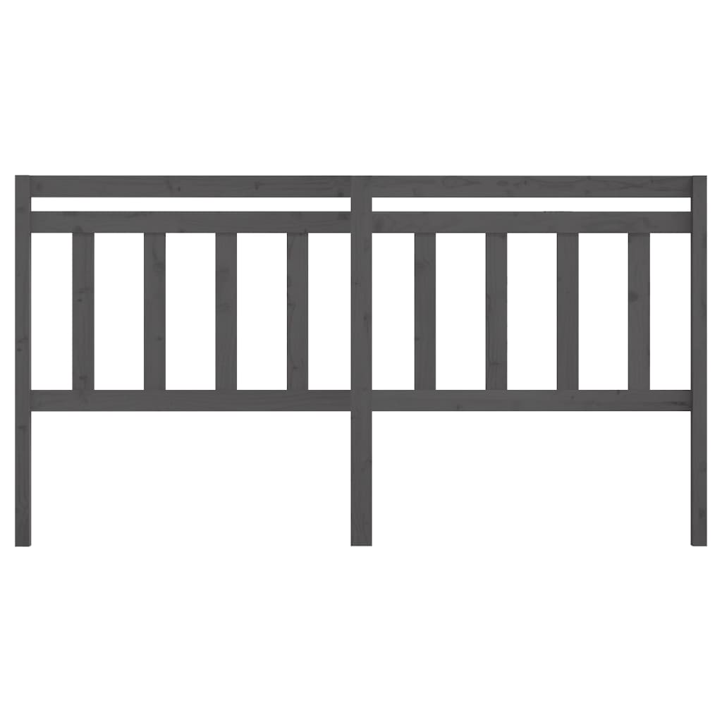 Bed Headboard Grey 186x4x100 cm Solid Wood Pine
