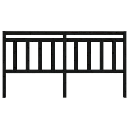 Bed Headboard Black 186x4x100 cm Solid Wood Pine