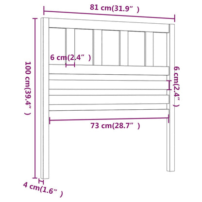 Bed Headboard | Grey | Solid pine wood | 81x4x100 cm | Stylish Look