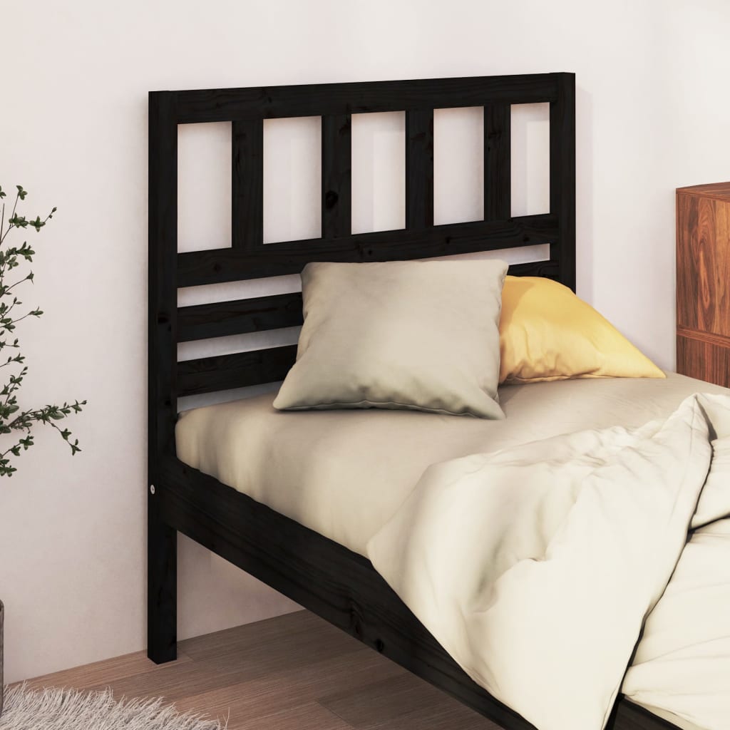 Bed Headboard | Black | Solid pine wood | Medium | Durable