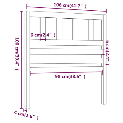 Bed Headboard | Grey | Solid pine wood | 106 x 4 x 100 cm