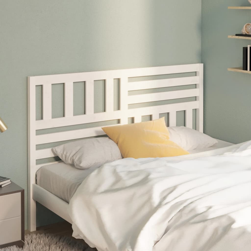 Bed Headboard | White | Solid Pine Wood | 126x4x100 cm | Durable
