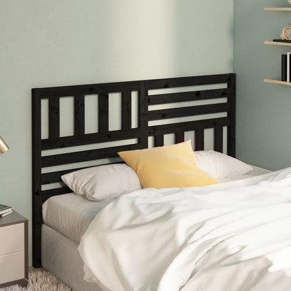 Bed Headboard | Black | Solid pine wood | 126x4x100 cm