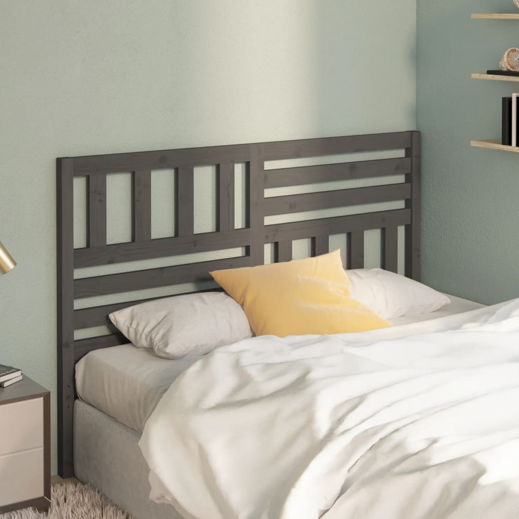 Bed Headboard | Grey | Solid pine wood | 141x4x100 cm