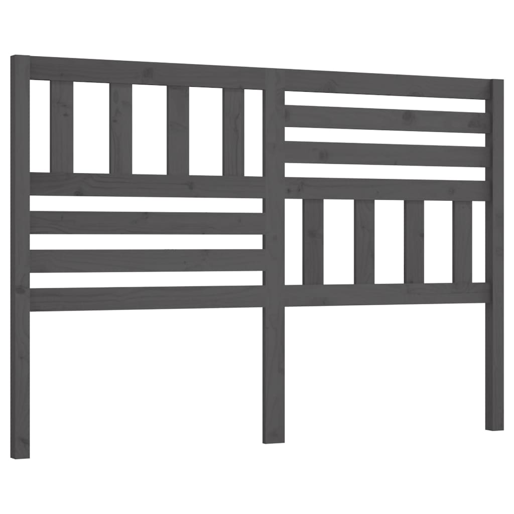 Bed Headboard Grey 146x4x100 cm Solid Wood Pine