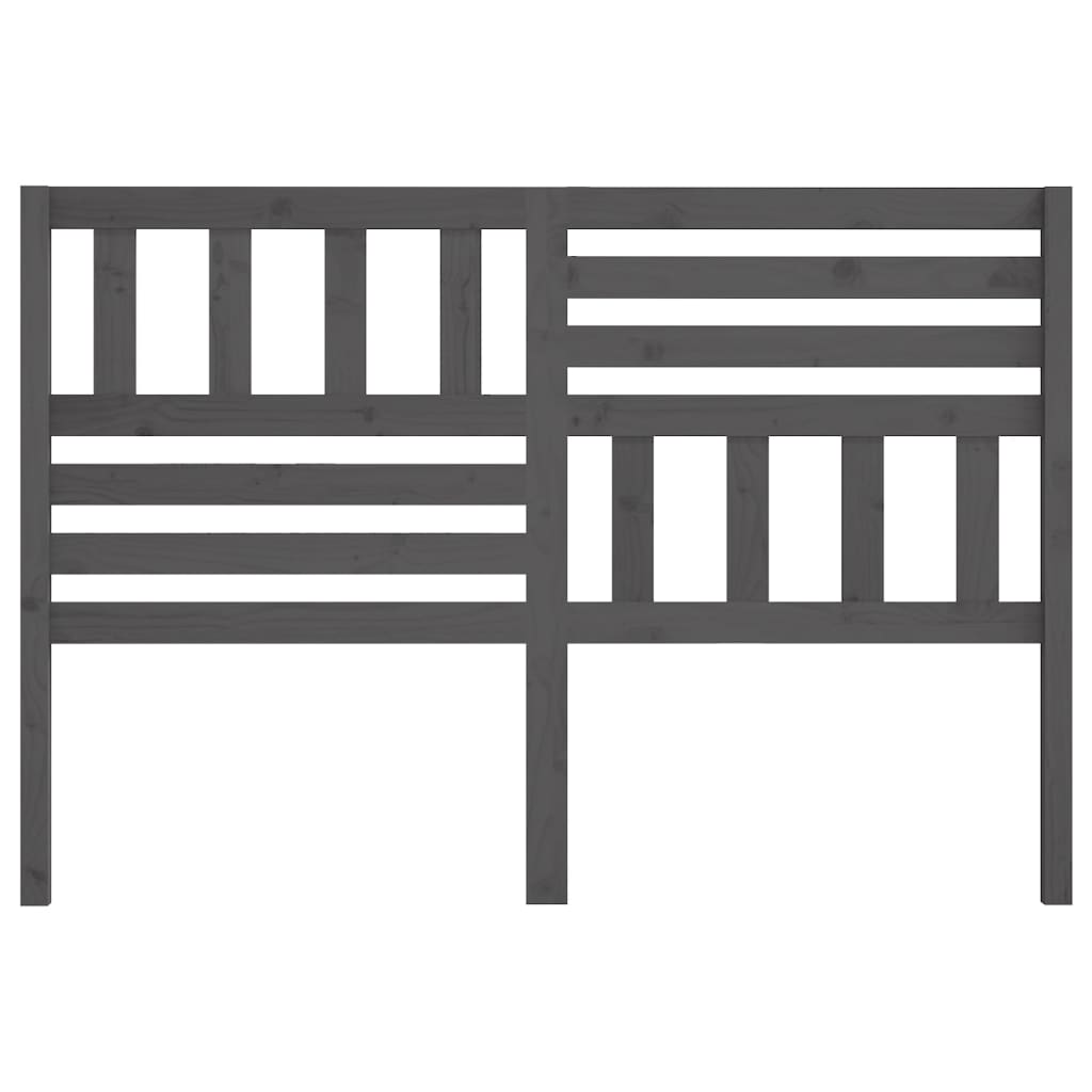 Bed Headboard Grey 146x4x100 cm Solid Wood Pine