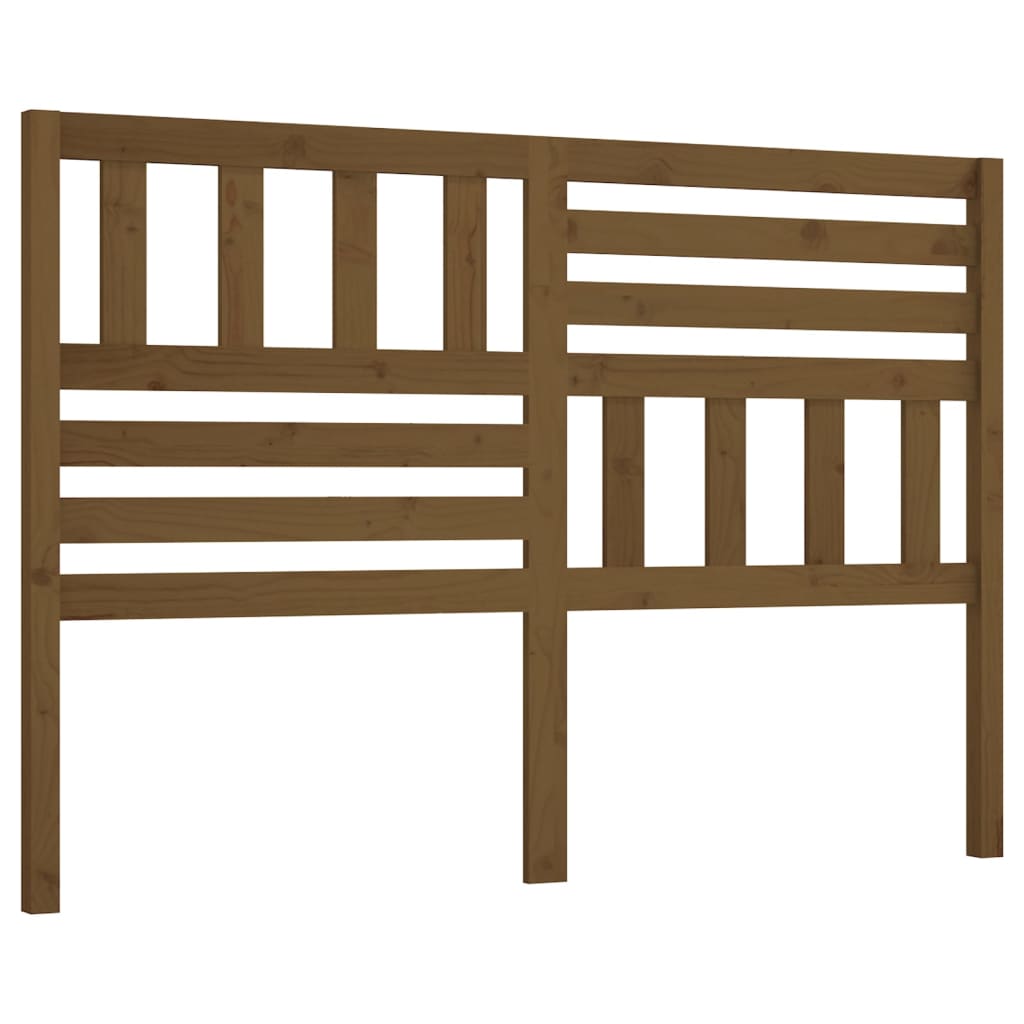 Bed Headboard | Honey Brown | Solid Pine Wood | Decorative Inlays