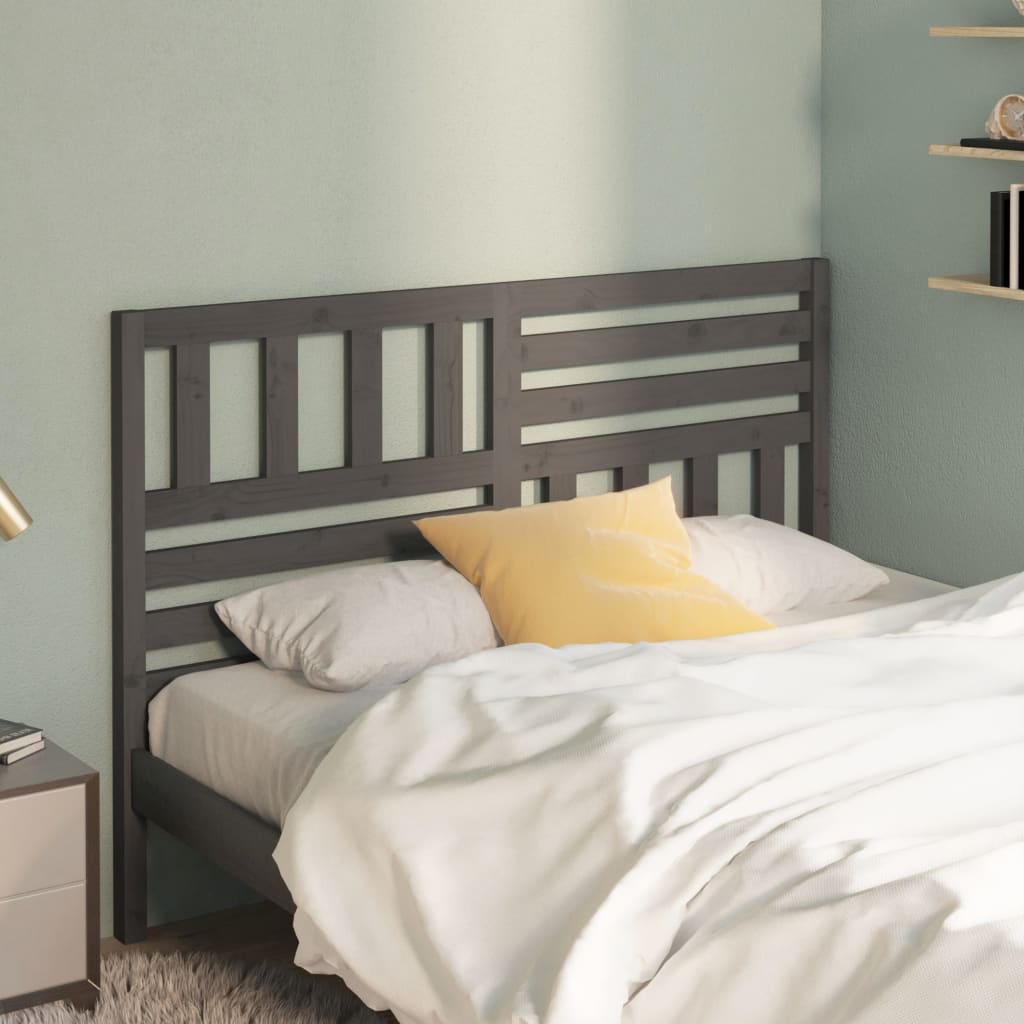 Bed Headboard | Grey | Solid pine wood | 156 cm x 4 cm x 100 cm
