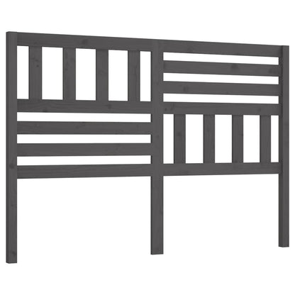 Bed Headboard | Grey | Solid Pine Wood | 166x4x100 cm | Decorative Inlays