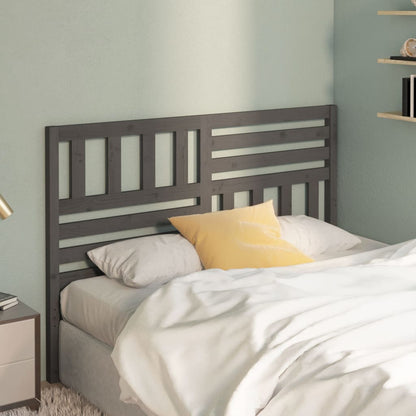 Bed Headboard | Grey | Solid Pine Wood | 166x4x100 cm | Decorative Inlays