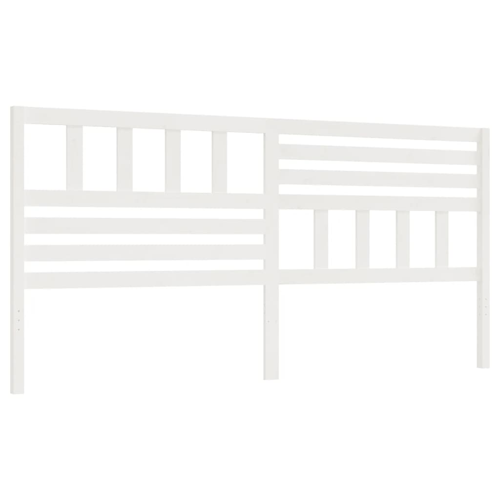Bed Headboard | White | Solid Pine Wood | Large | Decorative Inlays