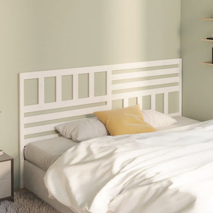 Bed Headboard | White | Solid Pine Wood | Large | Decorative Inlays