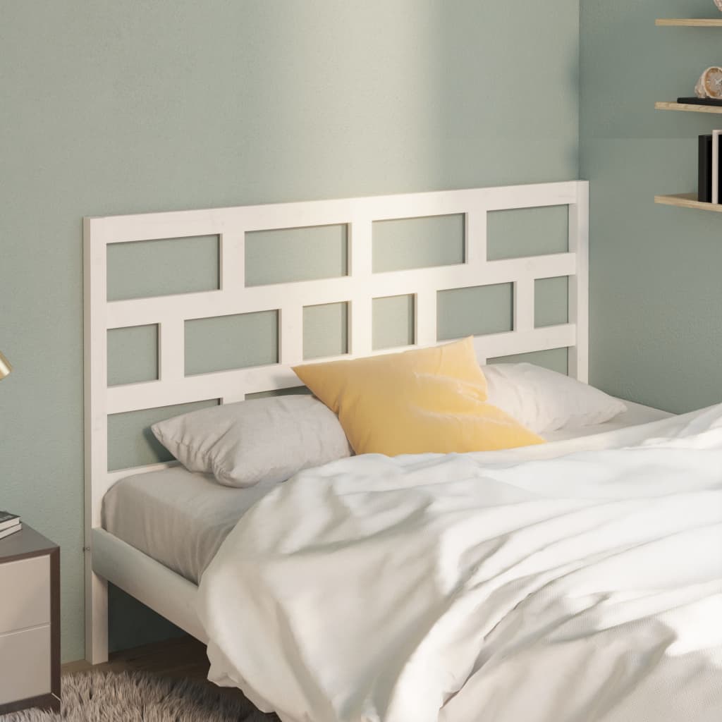 Bed Headboard White 126x4x100 cm Solid Wood Pine