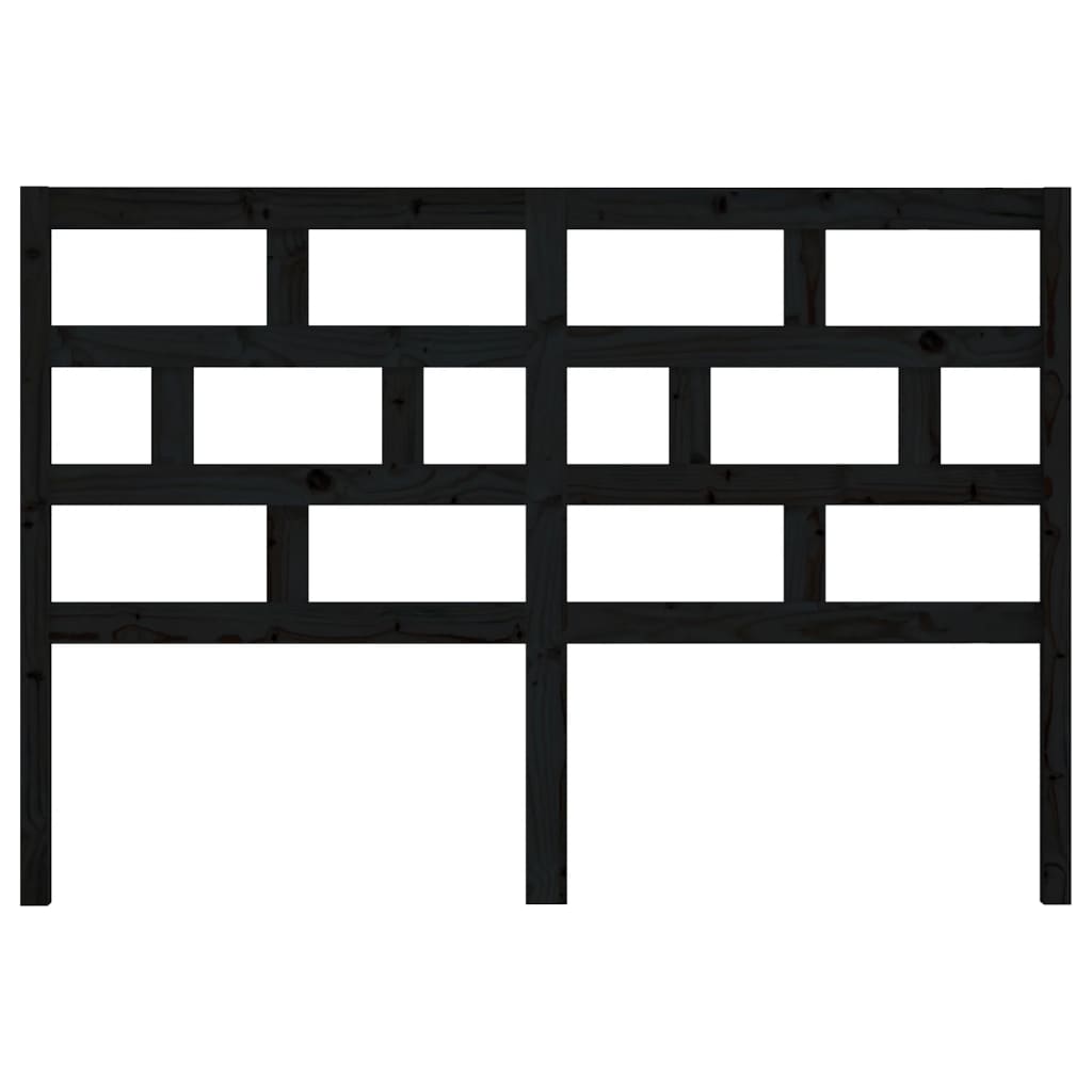 Bed Headboard Black 126x4x100 cm Solid Wood Pine