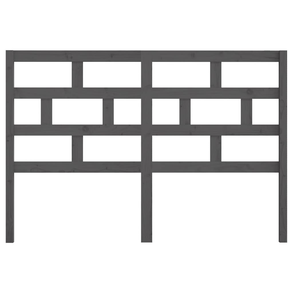 Bed Headboard Grey 146x4x100 cm Solid Wood Pine
