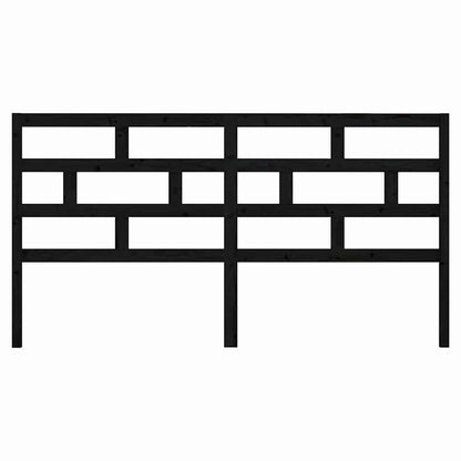 Bed Headboard Black 206x4x100 cm Solid Wood Pine