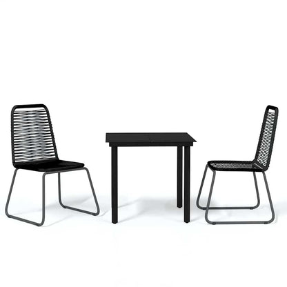 3 Piece Garden Dining Set Black