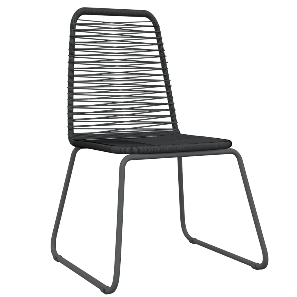 Garden Dining Set | Black | Powder-coated steel, glass, PE rattan | Large