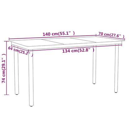 Garden Dining Set | Black | Powder-coated steel, glass, PE rattan | Large