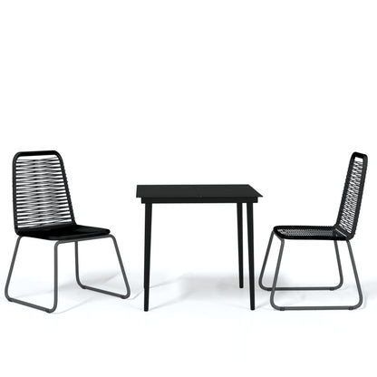 Garden Dining Set | Black | Powder-coated steel, glass, PE rattan