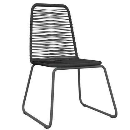 Garden Dining Set | Black | Powder-coated steel, glass, PE rattan