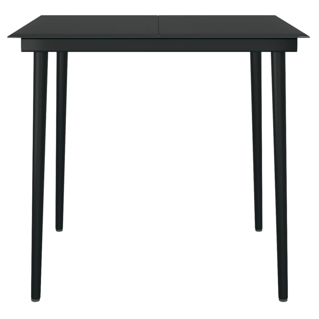 Garden Dining Set | Black | Powder-coated steel, glass, PE rattan