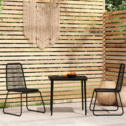 Garden Dining Set | Black | Powder-coated steel, glass, PE rattan