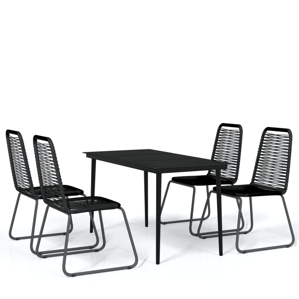 Garden Dining Set | Black | Powder-coated steel | 5 piece set