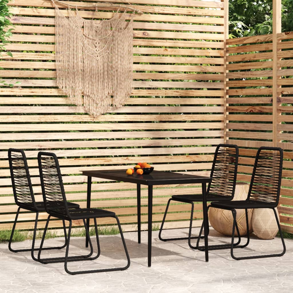 Garden Dining Set | Black | Powder-coated steel | 5 piece set