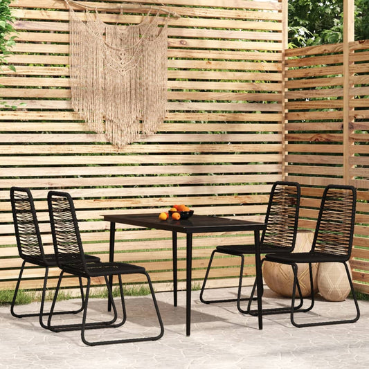 Garden Dining Set | Black | Powder-coated steel | 5 piece set