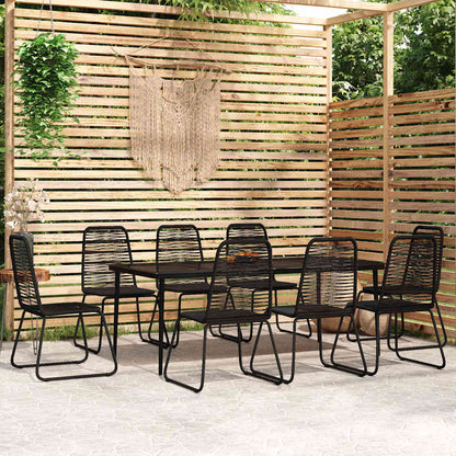 9 Piece Garden Dining Set Black