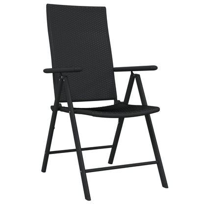 Garden Dining Set | Black | Powder-coated steel, glass, PE Rattan