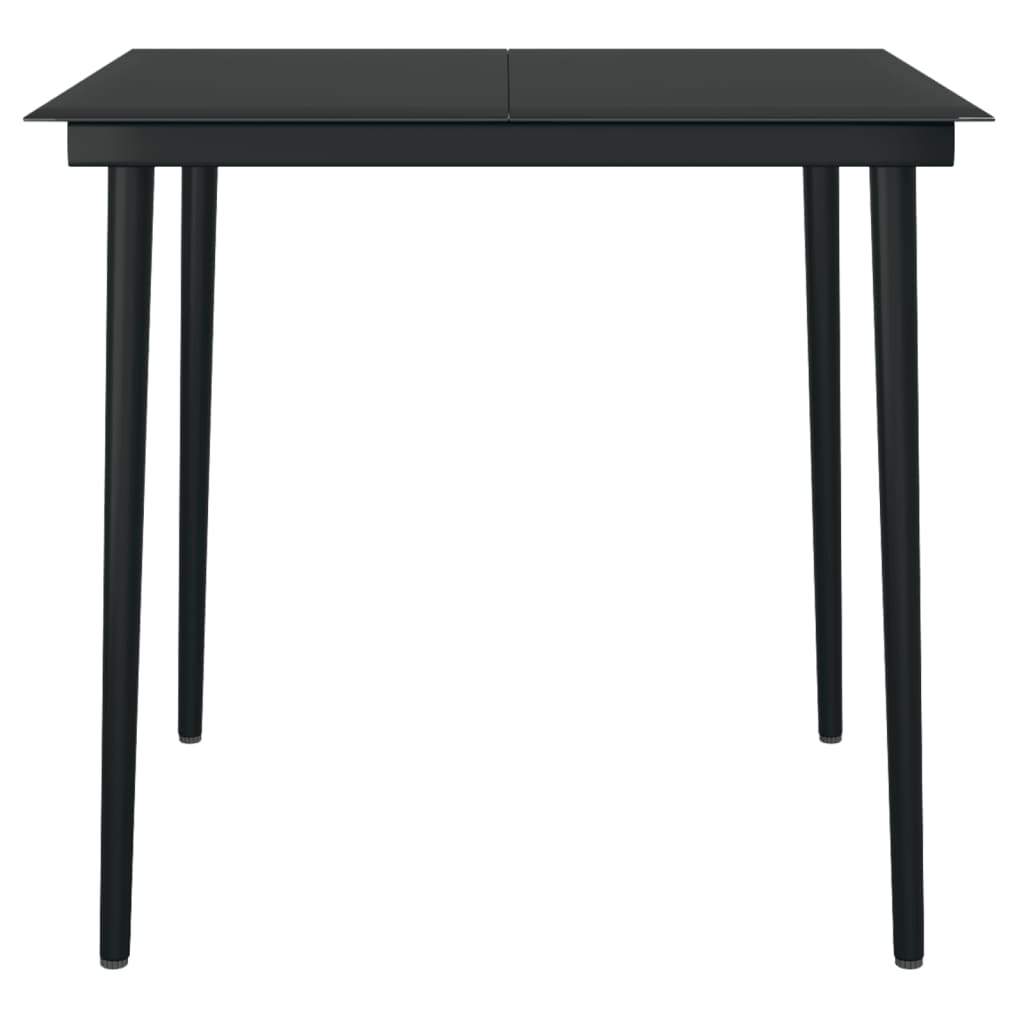 Garden Dining Set | Black | Powder-coated steel, glass, PE Rattan